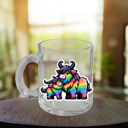 Rainbow Gnus Glass Mug