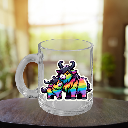 Rainbow Gnus Glass Mug