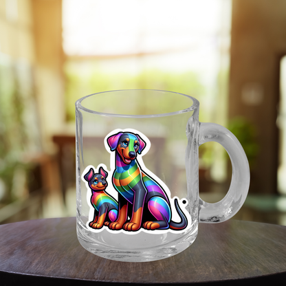 Rainbow Dobermann Pinschers Glass Mug