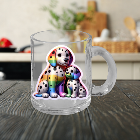 Rainbow Dalmatians Glass Mug