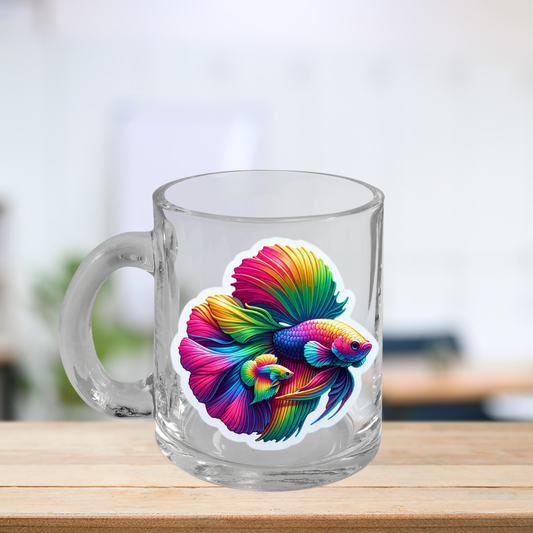Rainbow Bettas Glass Mug