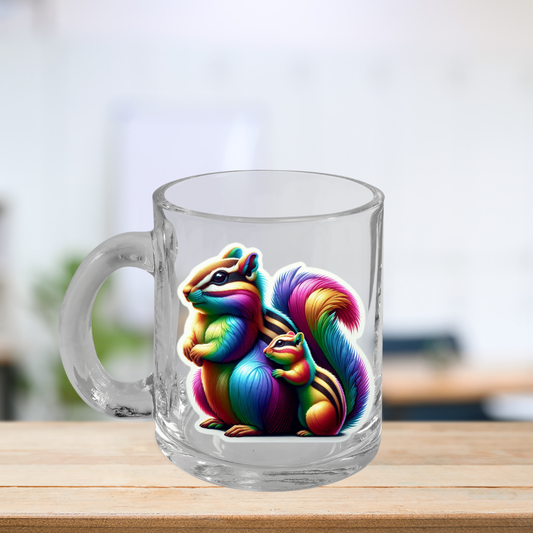 Rainbow Chipmunks Glass Mug