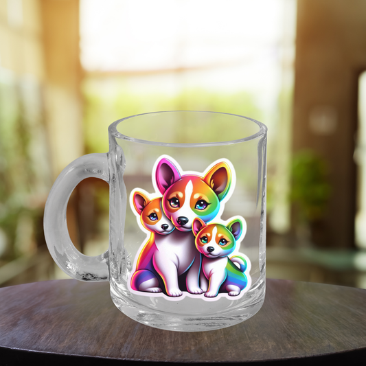 Rainbow Basenjis Glass Mug