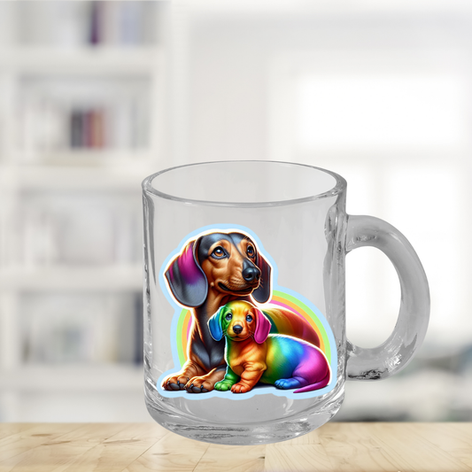 Rainbow Dachshunds Glass Mug