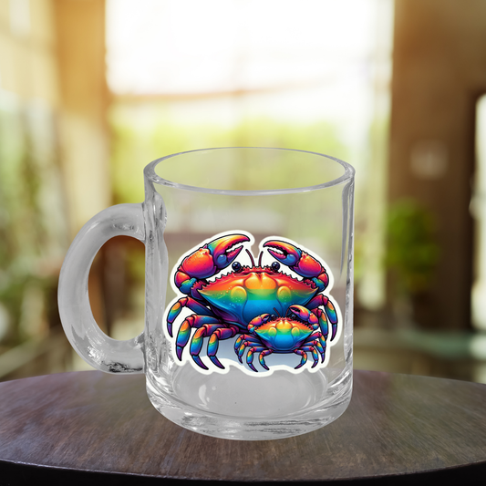 Rainbow Crabs Glass Mug