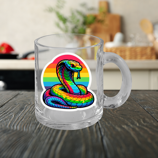 Rainbow Cobras Glass Mug