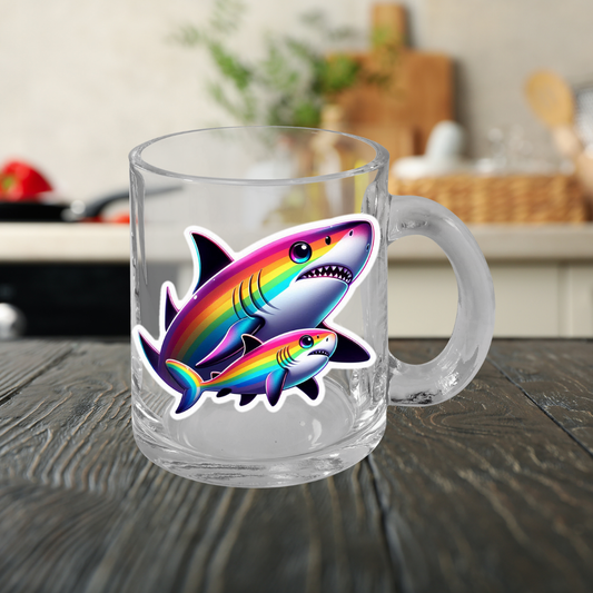 Rainbow Black-Tipped Shark Glass Mug