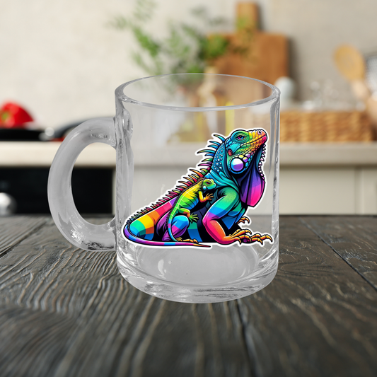 Rainbow Iguana Glass Mug