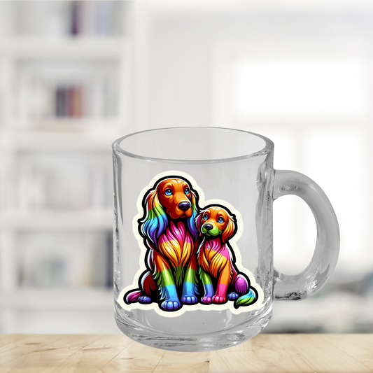 Rainbow Irish Setter Glass Mug, 10oz
