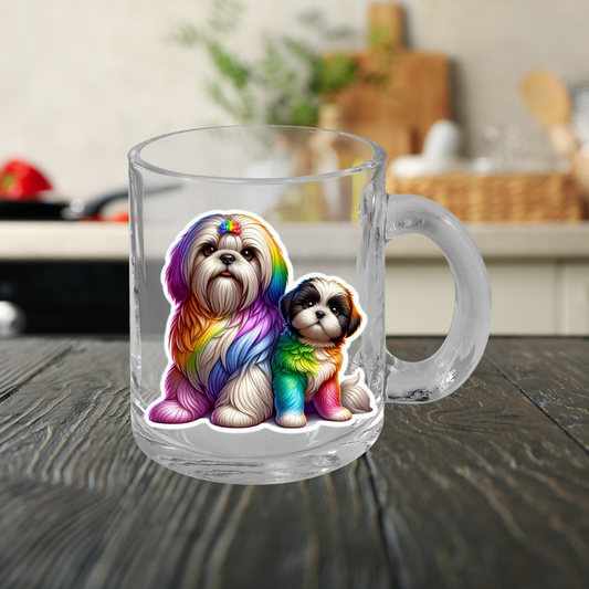 Rainbow Yellow Labradors Glass Mug