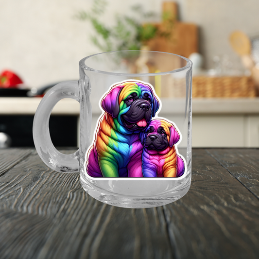 Rainbow Mastiffs Glass Mug