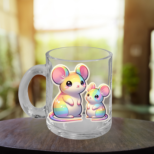 Rainbow Mice Glass Mug
