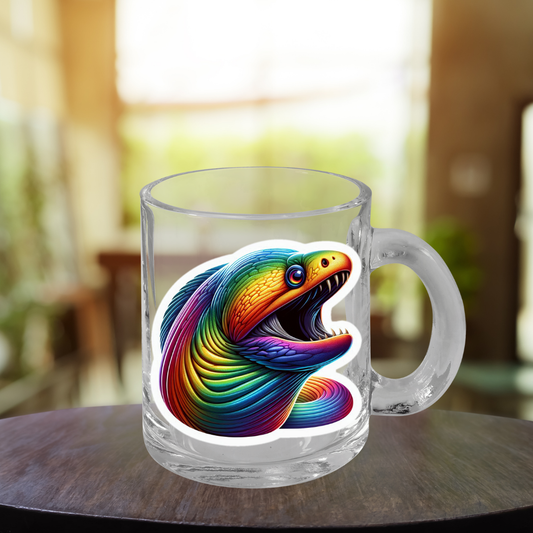 Rainbow Moray Eel Glass Mug with Handle, 10oz