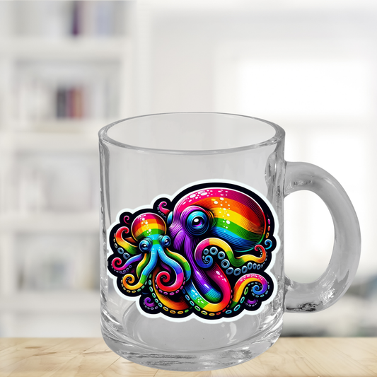 Rainbow Octopus and Young Glass Mug