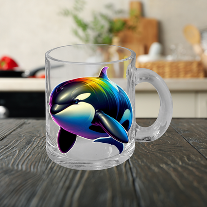 Rainbow Orca Mug with Handle, 10oz