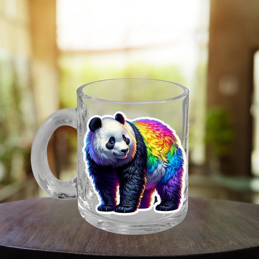 Rainbow Panda Glass Mug