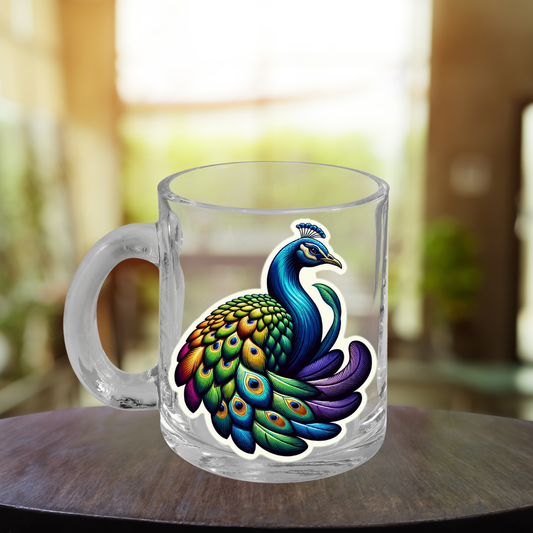 Rainbow Peacock (Hen) Glass Mug