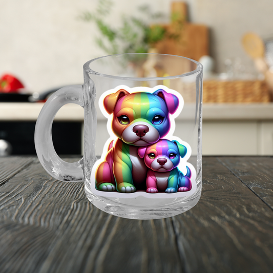 Rainbow American Staffordshire Terriers Glass Mug