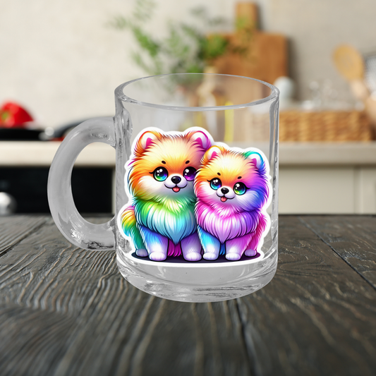 Rainbow Pomeranians Glass Mug