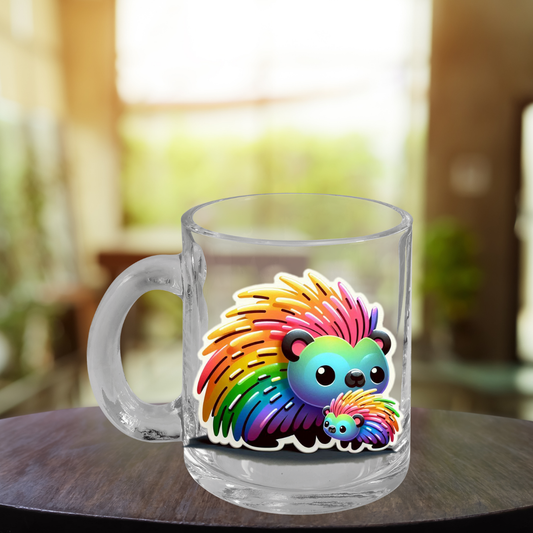 Rainbow Porcupines Glass Mug