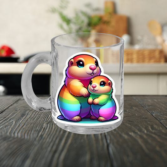 Rainbow Prairie Dogs Glass Mug