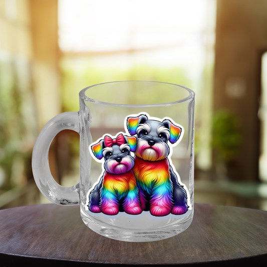 Rainbow Schnauzers Glass Mug