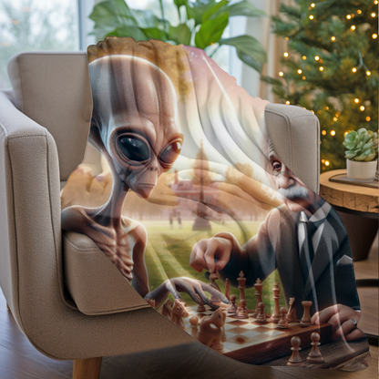 Alien Chess Game Velveteen Blanket