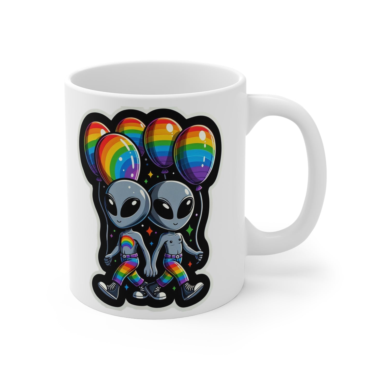 PRIDE Aliens with Balloons Mug