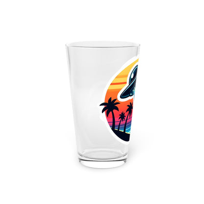 Retro Aliens in Paradise Pint Glass, 16oz