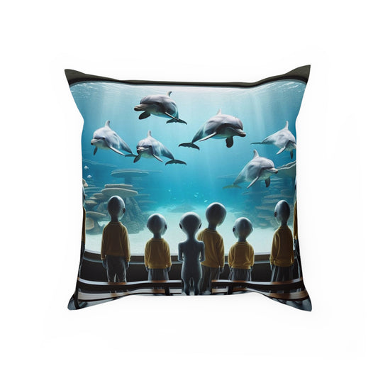 Aliens & Dolphins at the Aquarium Pillow