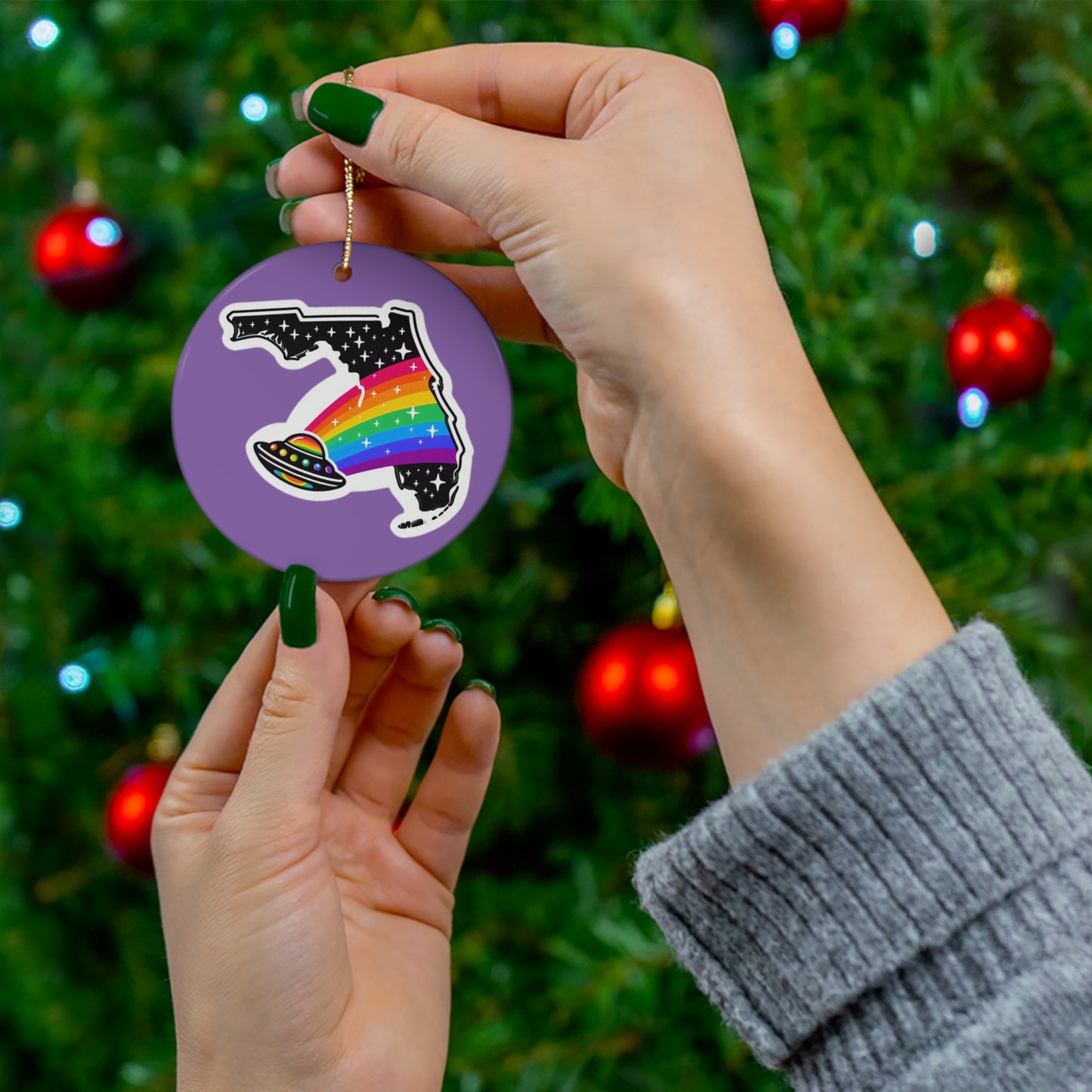 Alien Pride State ornaments Purple