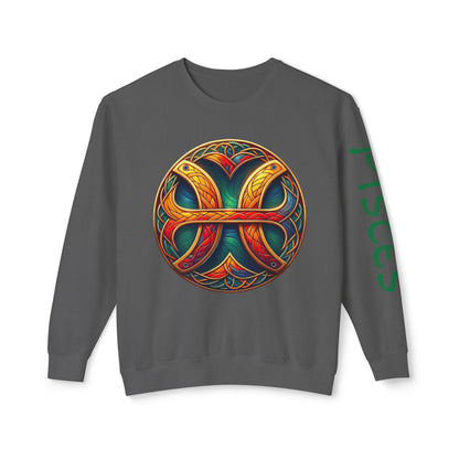Crewneck Sweatshirt with Celtic Astrological Symbols-Pisces