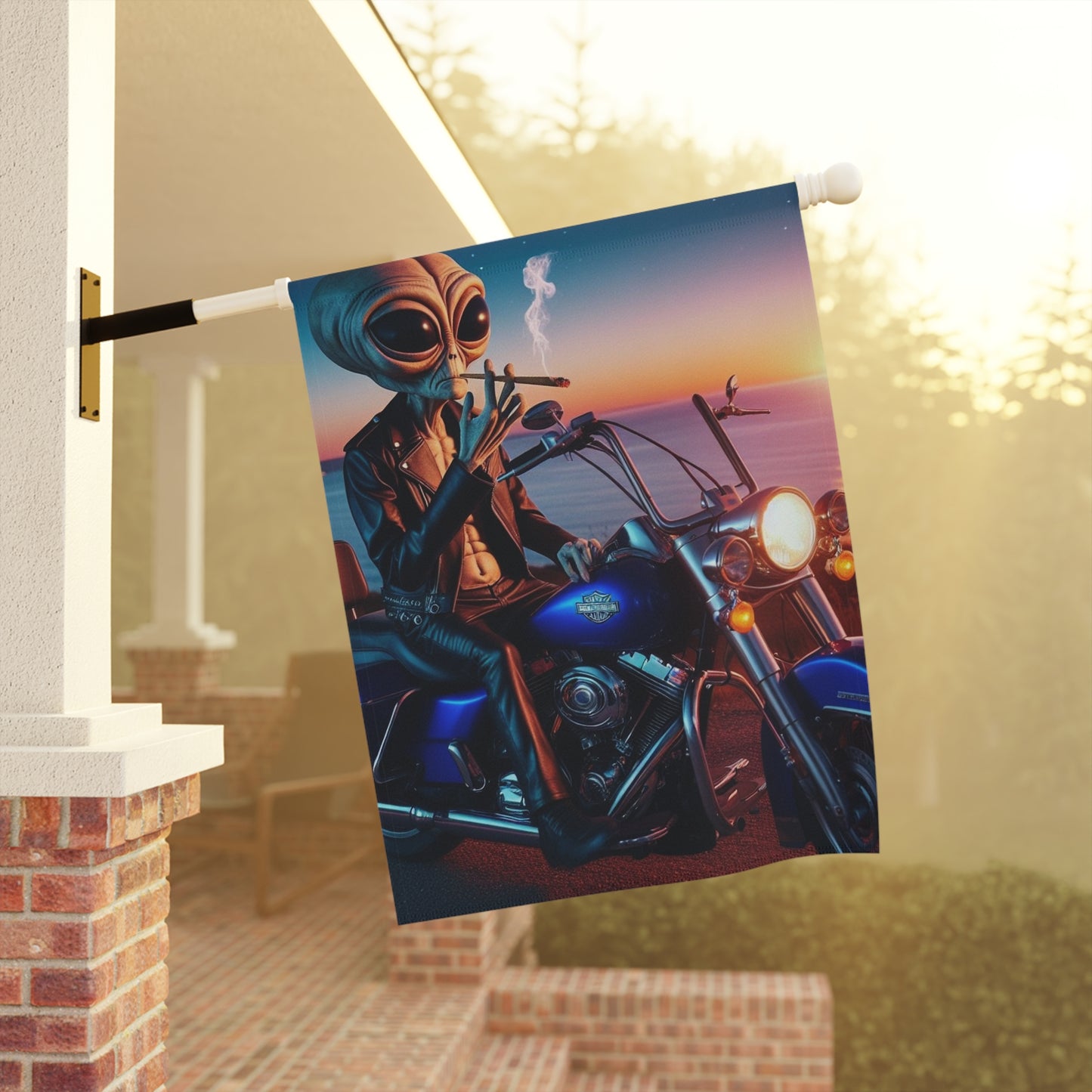 Alien Biker Garden & House Banner