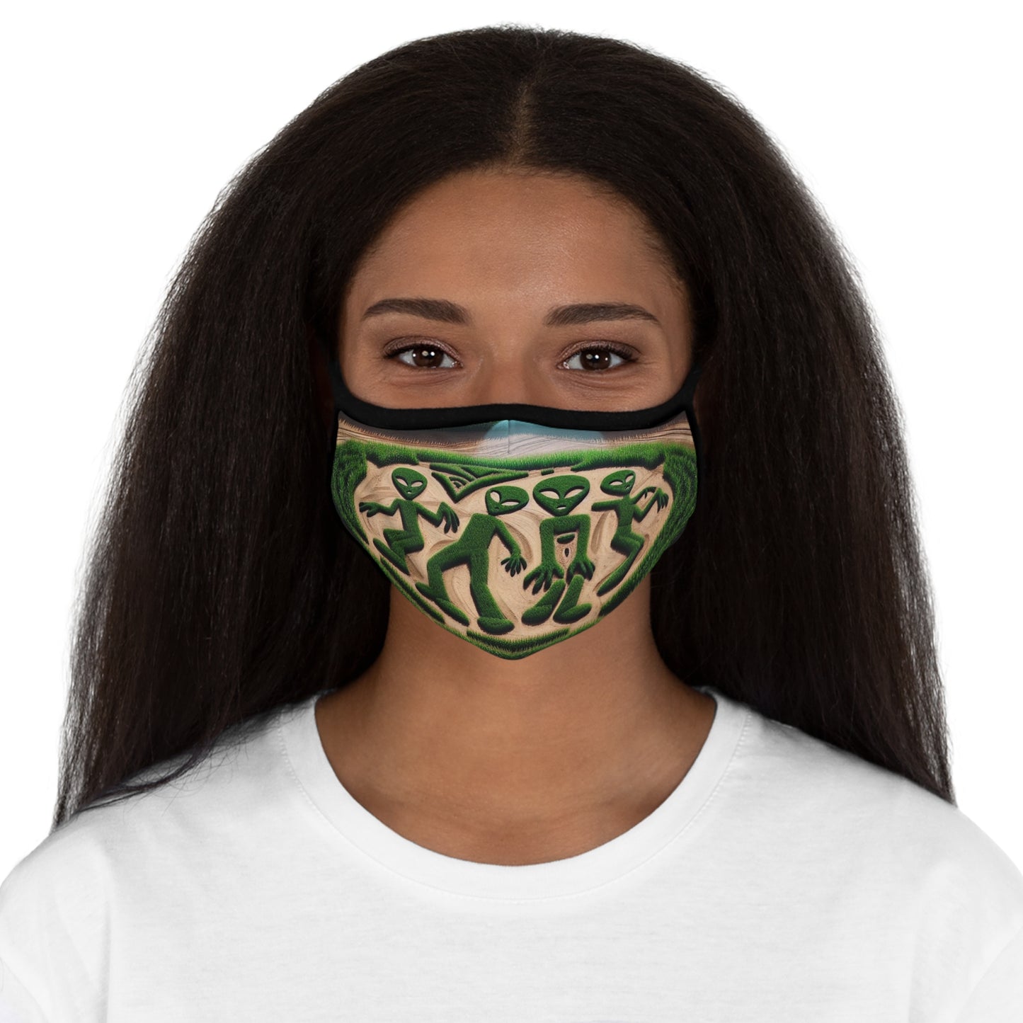 Alien Crop Circles Fitted Face Mask