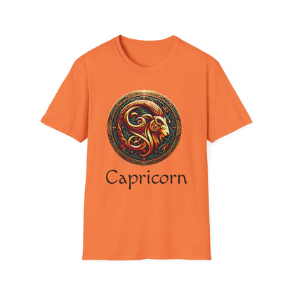 Celtic Design Astrological Symbol Unisex Soft style T-Shirt-Capricorn