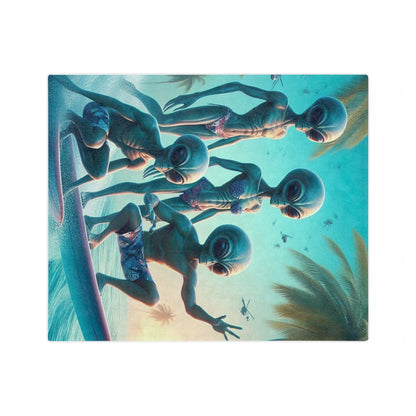 Aliens Surfing Microfiber Blanket