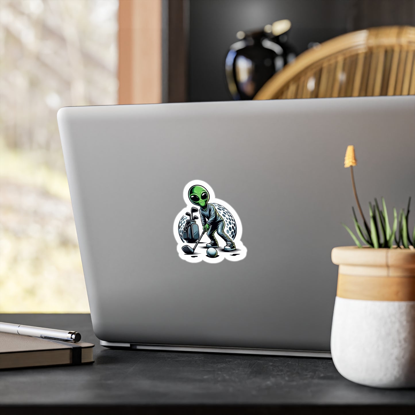 Alien Golfing with bag Vinyl Decals