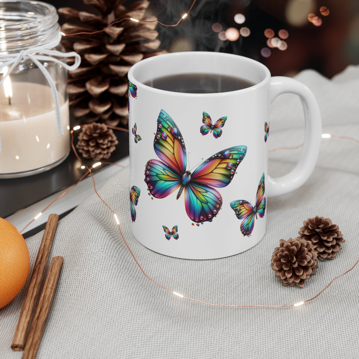 Neon Rainbow Butterflies Mug