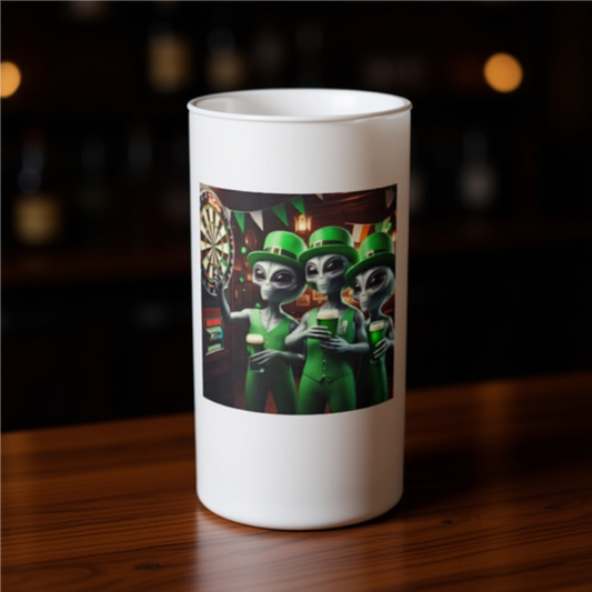 St. Paddy's Aliens Frosted Glass Beer Mug