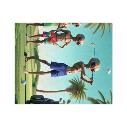 Aliens Golfing Velveteen Microfiber Blanket