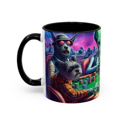 Aliens and Dogs Playing Poker Accent Coffee Mug