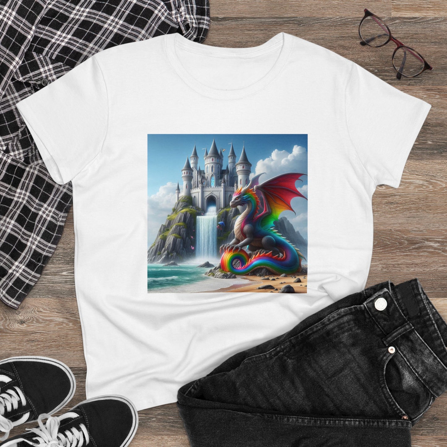 Rainbow Dragon Warrior Fitted Cotton Tee