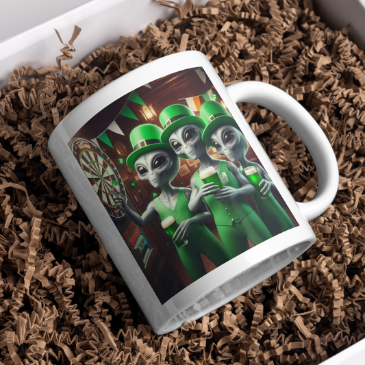 Irish Aliens Playing Darts Mug