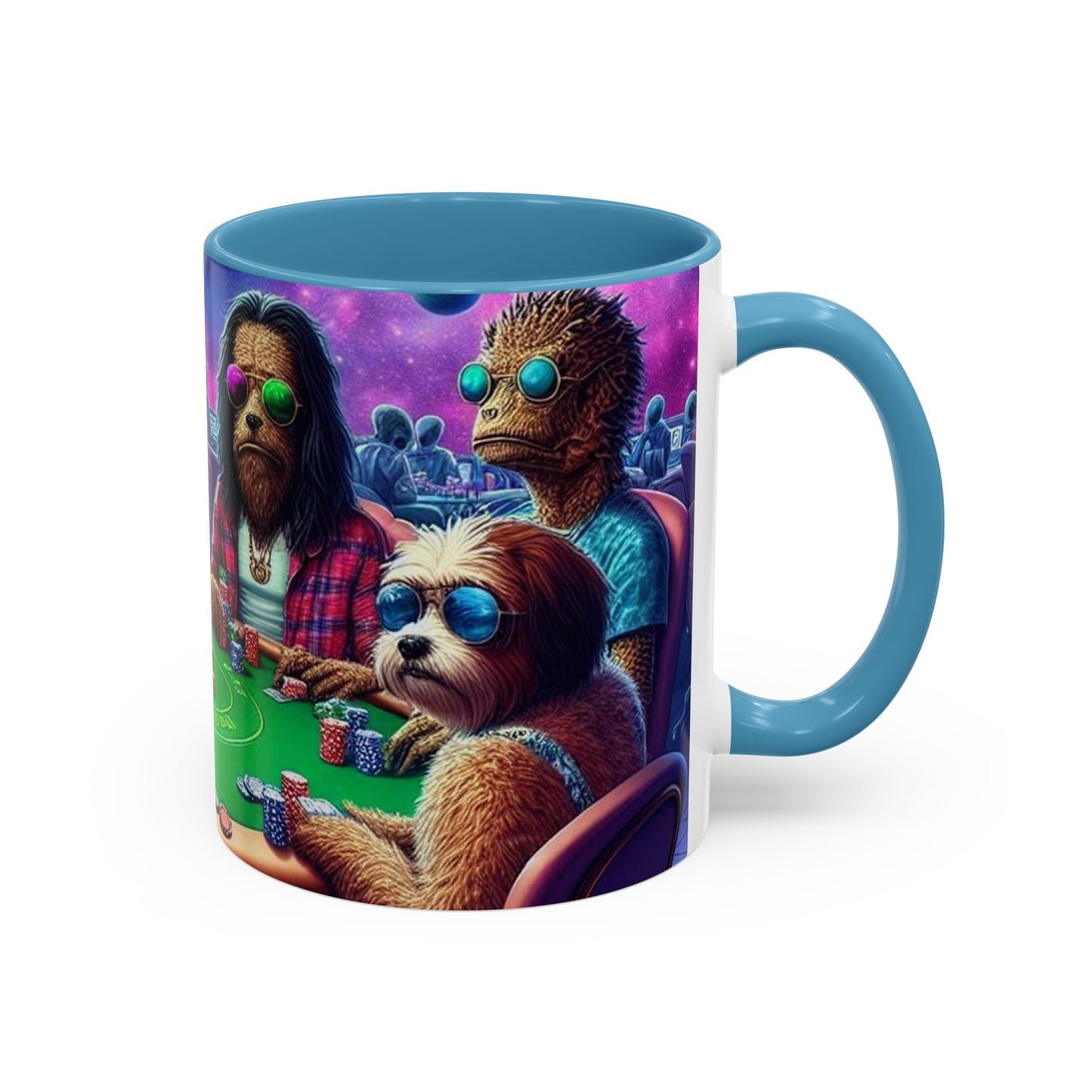 Aliens and Dogs Playing Poker Accent Coffee Mug