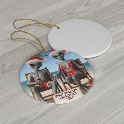 1st Engaged Christmas Ceramic Ornament