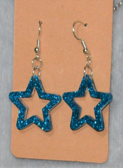 Pink Glitter Stars Earrings