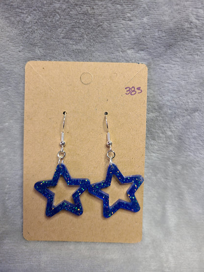 Pink Glitter Stars Earrings