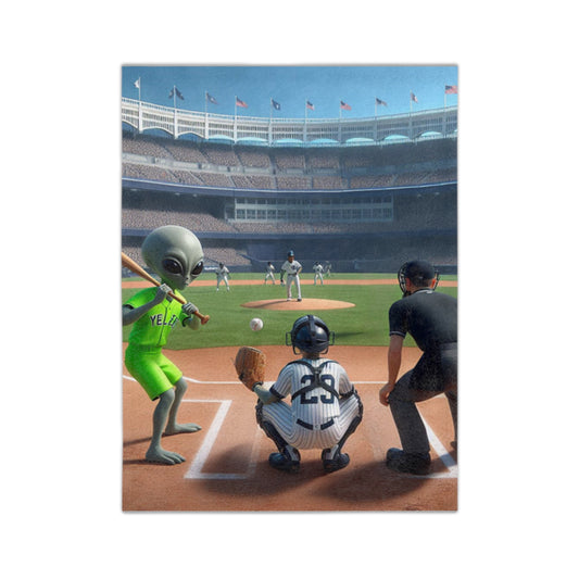 Aliens Playing Baseball Microfiber Blanket