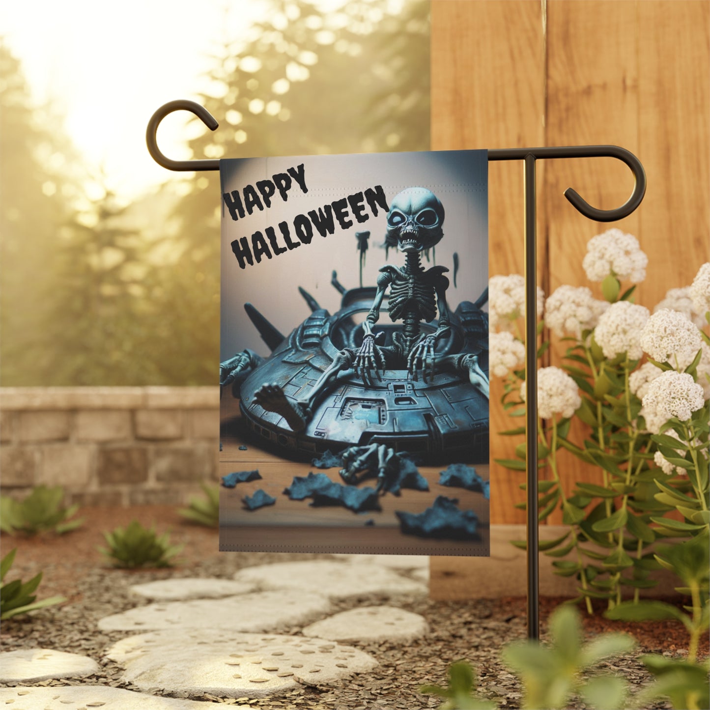 Alien Halloween Welcome Flag