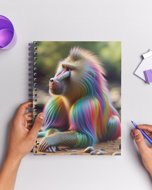 Spiral Notebook - Pensive Rainbow Baboon   (ruled)